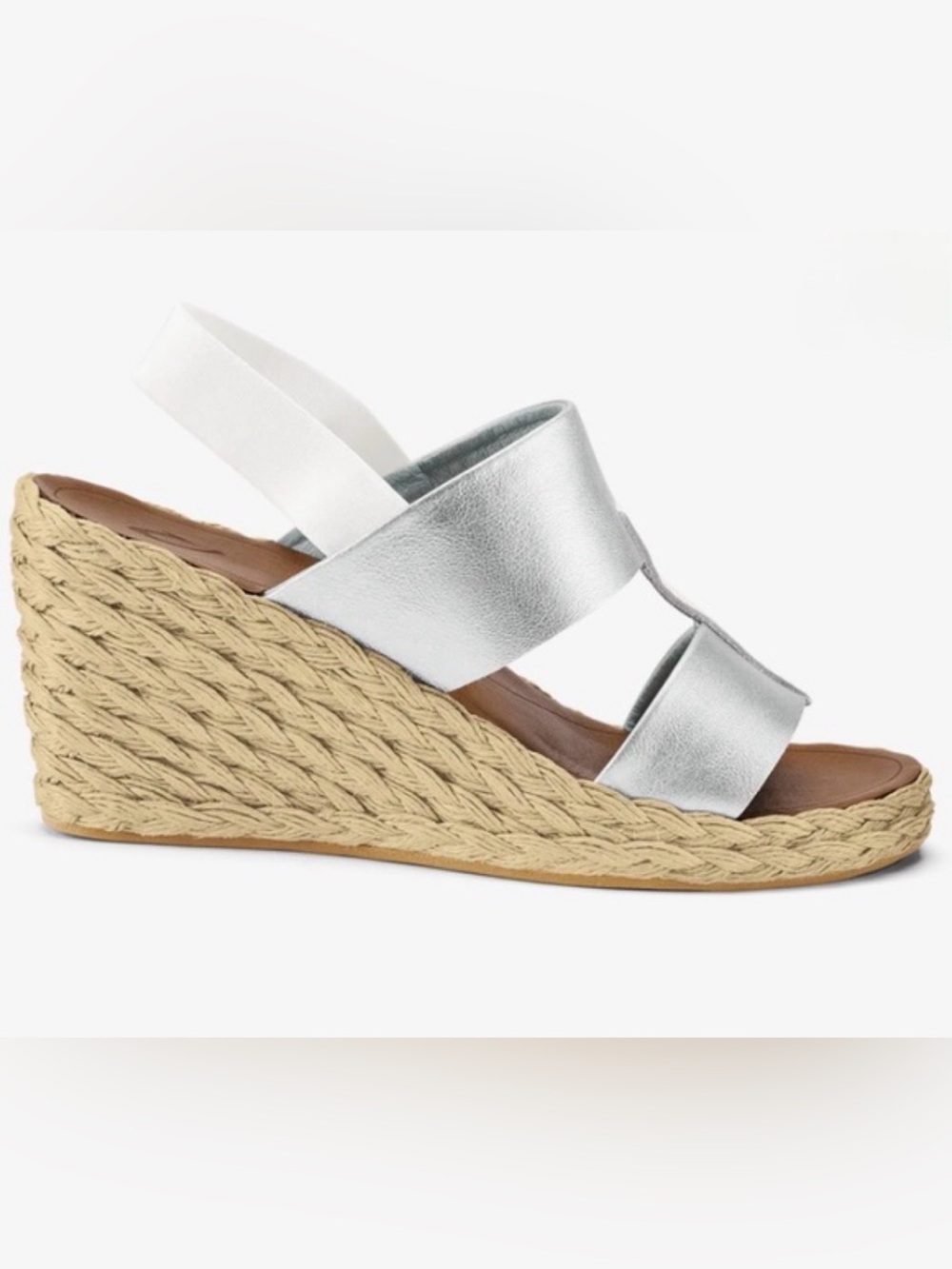 OluKai for Tommy Bahama Lile Wedge Sandals, Silver/White, NWT, Women’s Size 9